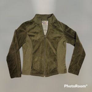 Olive Green Velvet Zip Up